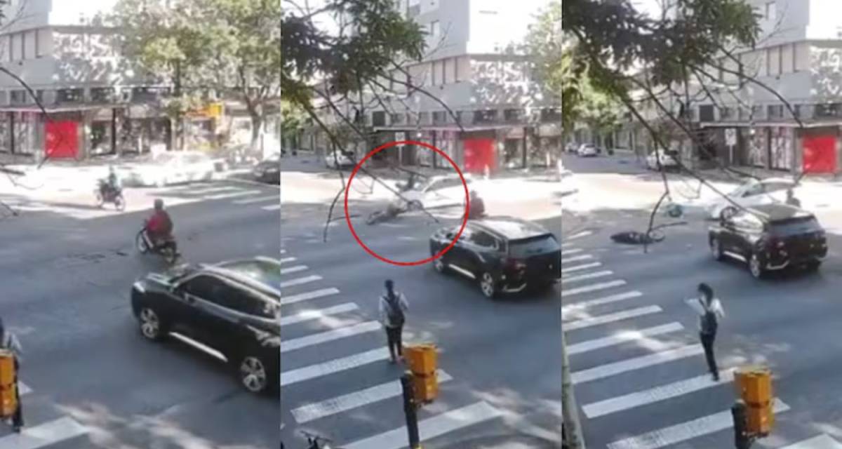 Un conductor venía mirando el celular y chocó contra un motociclista por cruzar el semáforo en rojo en Mar Del Plata