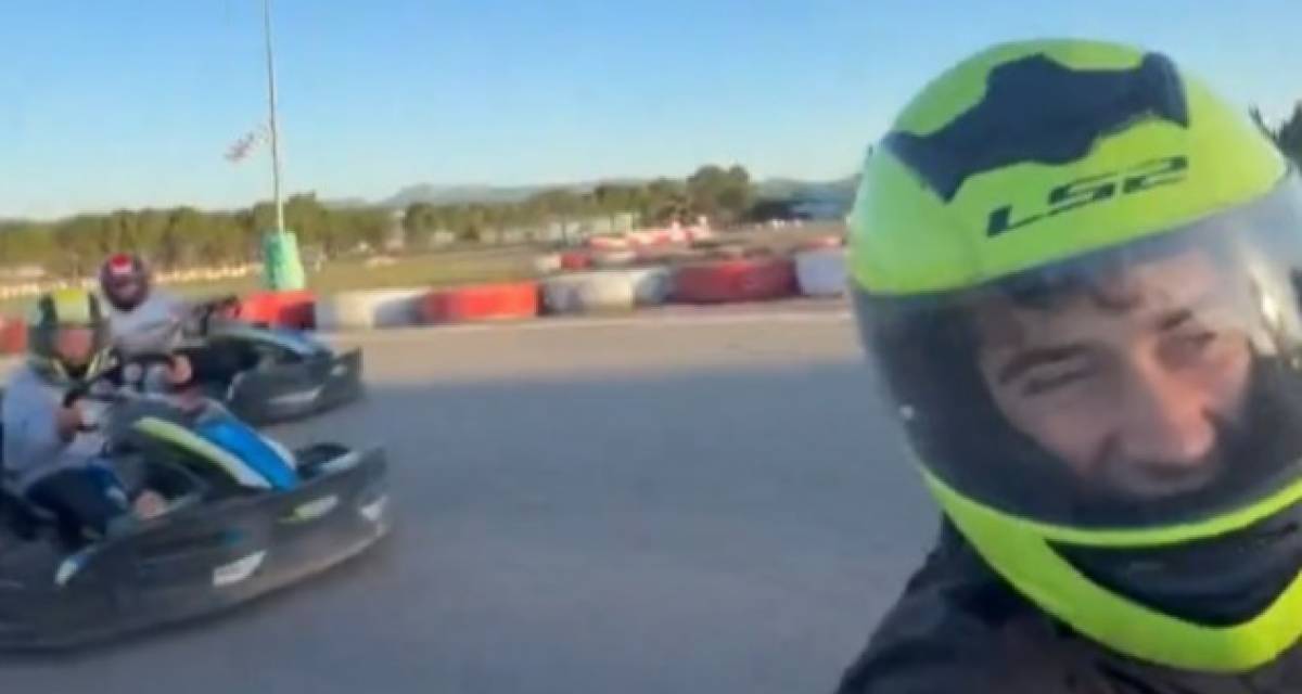 Fiel a su estilo, Colapinto se divierte en los kartings de Barcelona junto a un referente del deporte argentino