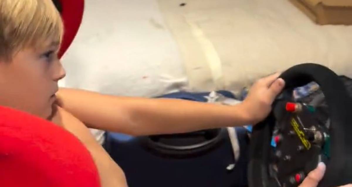 Se sacó el yeso y fue directo al simulador: la divertida escena del hijo de Norberto Fontana