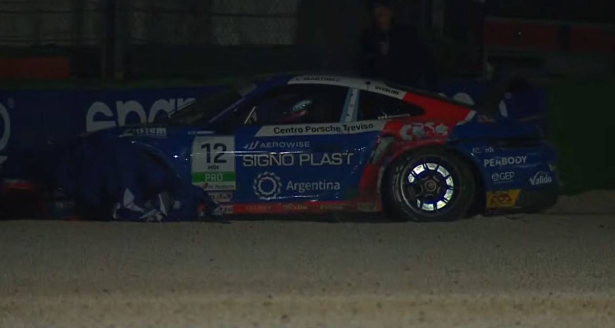 Porsche Carrera Cup Italia: Luciano Martínez debió abandonar por un accidente en el cierre de la carrera 1