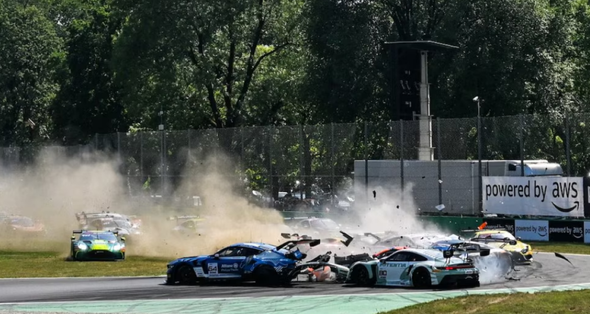 ¡Impactante! El fuerte accidente en la largada del GT World Challenge en Monza, con dos argentinos como espectadores