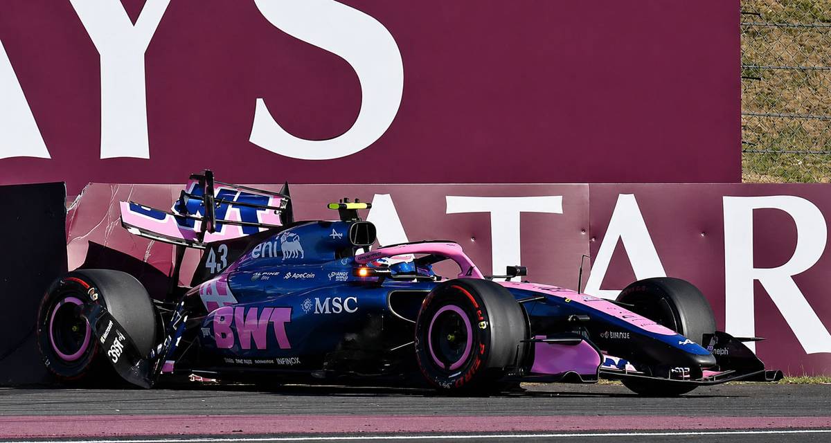 F1: un aparatoso accidente condicionó la FP2 de Colapinto y Hamilton lideró el "1-2" de Ferrari en el viernes de Hungría