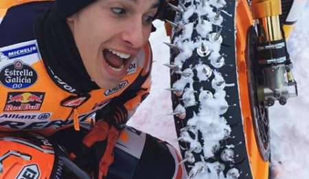 Marc Márquez probó en la nieve