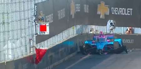 IndyCar: Defrancesco sufrió un fuerte golpe en la segunda práctica en Detroit