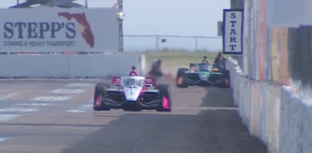 IndyCar: ¡Canapino a fondo! Leve roce contra el muro en St. Petersburg