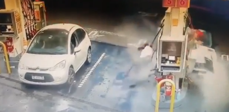 Imágenes sensibles: así fue el choque del jugador de Estudiantes contra un surtidor de una estación de servicio