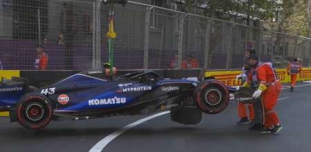 F1: la frustración de Colapinto en su llegada al box de Williams tras su accidente en Baku