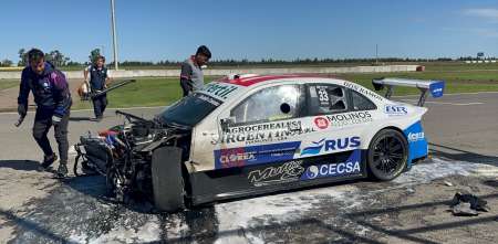 Top Race: fuerte golpe e incendio para Guttlein en el 2do entrenamiento en San Nicolás