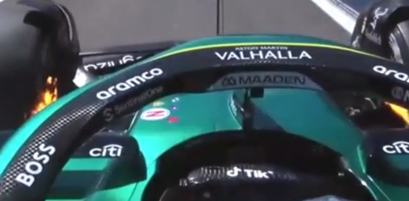 F1: ¡Fuego en los frenos del Aston Martin de Alonso en el GP de Emilia Romagna!