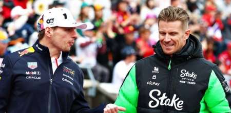 F1: la efusiva felicitación de Verstappen a Hulkenberg tras su primer podio