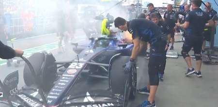 F1: fuego en el Williams de Albon durante la FP1 en Singapur