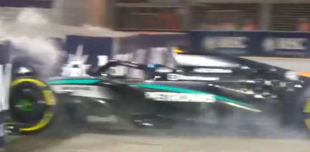 F1: ¡Fuerte golpe! Russell se impactó con el muro de contención en la FP2 en Singapur