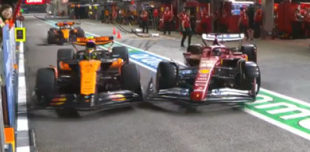 F1: ¡Insólito! Leclerc y Norris chocaron en los boxes de Singapur