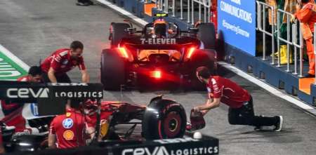 F1: la FIA sancionó a Ferrari tras el toque de Leclerc con Norris en la FP2 de Singapur