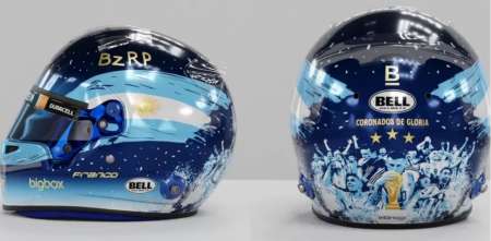 F1: el casco que utilizó Colapinto en homenaje a la consagración de la Selección Argentina en Qatar 2022