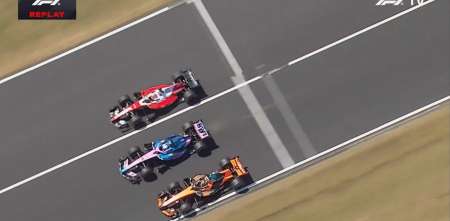 F1: ¡Tres a la par! Una arriesgada acción en la FP1 de Japón casi termina en accidente múltiple