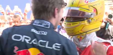 F1: ¡Dos grandes campeones! Max Verstappen saludó a Lewis Hamilton tras su triunfo en Barcelona