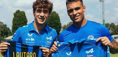 F1: "Un orgullo conocerte, Toro", la postal de Franco Colapinto junto a Lautaro Martínez en Italia