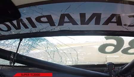 El momento donde se estalla el parabrisas de Canapino