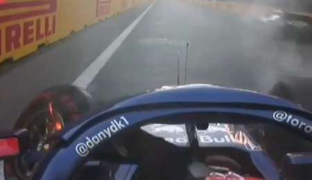 Golpe contra la pared y fuego para Kvyat en Bakú
