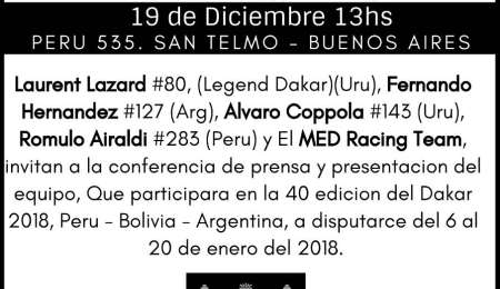 El MED Racing Team presenta sus pilotos para el Dakar 2018