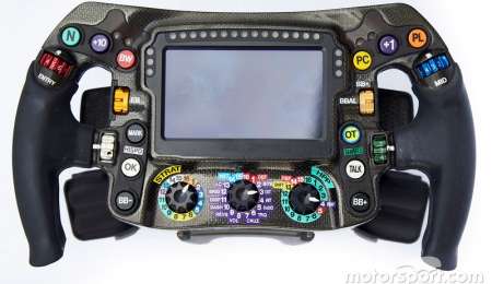 El volante del Mercedes W10 de F1 tiene 25 botones