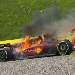 VIDEO: dramáticas imágenes del incendio de la Ferrari de Sainz