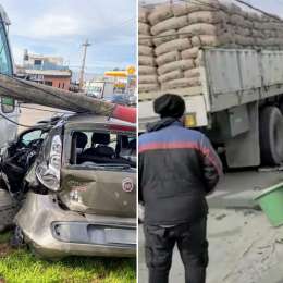 Un camión se quedó sin frenos y chocó nueve vehículos: hay 2 heridos