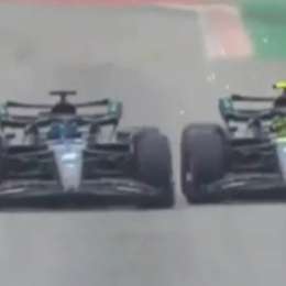 F1: ¡De no creer! Se tocaron los dos Mercedes en plena clasificación