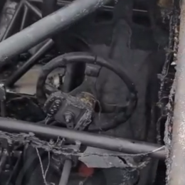 Así quedó el auto de Crucci tras el impresionante incendio