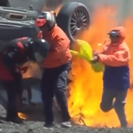 ¡Impactante! Fuerte vuelco e incendio en Viedma