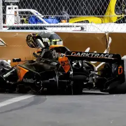 F1: el terrible accidente de Norris en Las Vegas desde una cámara 360°