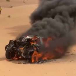 Impactante incendio en el Abu Dhabi Desert Challenge