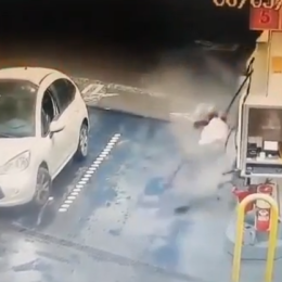 Imágenes sensibles: así fue el choque del jugador de Estudiantes contra un surtidor de una estación de servicio