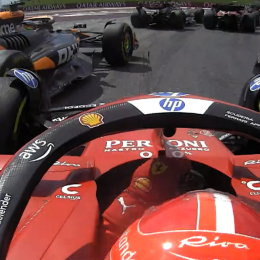 F1: el choque entre Leclerc y Piastri, que llevó a la Ferrari a boxes