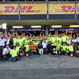 F1: el cartel de felicitaciones que preparó Williams para Colapinto y Albon