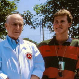 F1: ¡Dos leyendas! La icónica foto de Fangio y Schumacher que publicó Mercedes