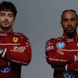 F1: Hamilton y Leclerc juntos por primera vez para presentar el buzo de Ferrari 2025