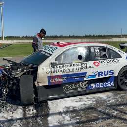Top Race: fuerte golpe e incendio para Guttlein en el 2do entrenamiento en San Nicolás