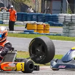 Secuelas del fortísimo accidente de Gastaldi: un neumático terminó en el kartódromo