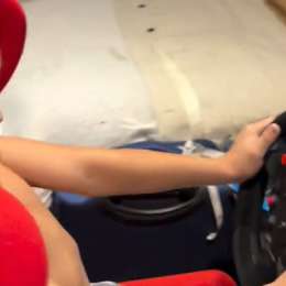 Se sacó el yeso y fue directo al simulador: la divertida escena del hijo de Norberto Fontana