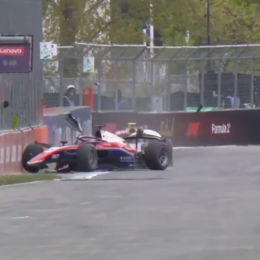 F2: durísimo golpe contra el muro de Laurens Van Hoepen en plena final en Montreal