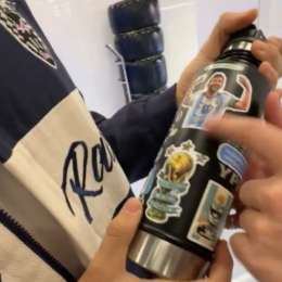 F1: ¡Prendido al Mundial y apoyando a Messi! La decoración 100% argentina del termo de Colapinto