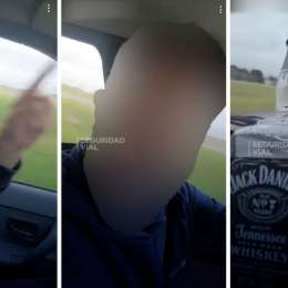 Un hombre se grabó mientras manejaba por Ruta 2 tomando whisky, al grito de "si nos matamos, nos matamos"