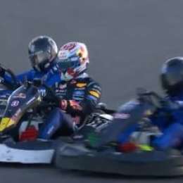 Así fue la maniobra de Max Verstappen para ganar el desafío contra los 100 kartings