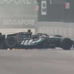 Russell perdió el control del Mercedes y chocó en solitario en la Sprint del GP de Singapur de F1
