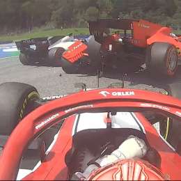 Insólito toque entre las Ferrari de Vettel y Leclerc en Austria