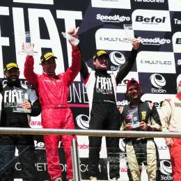 El podio de la primera carrera de la Fiat Competizione