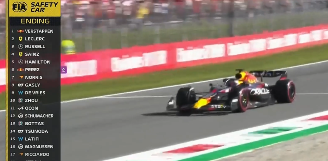 VIDEO: en el "Templo de la Velocidad", la F1 terminó lentamente tras el Safety Car