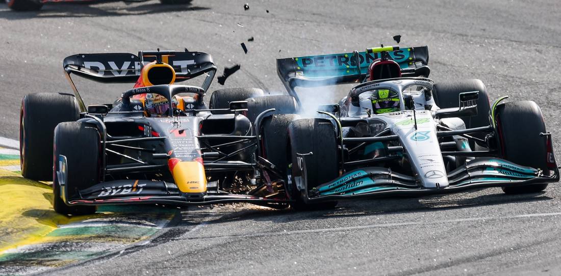 VIDEO: el toque entre Max Verstappen y Lewis Hamilton durante la F1 en Brasil